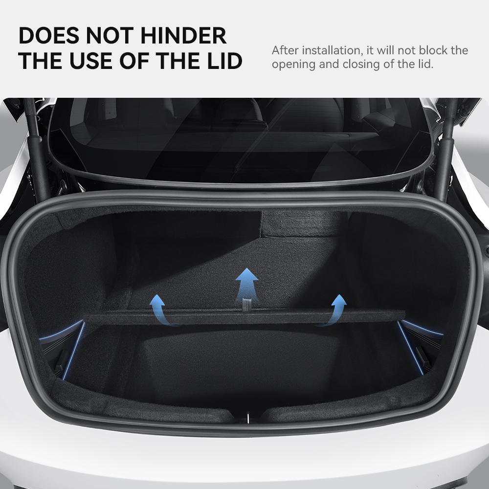 YZ For Tesla Model 3 highland 2024-25 Rear Trunk TPE Storage Box with Cover Tail Boot Organizer Partition Decoration Accessories
