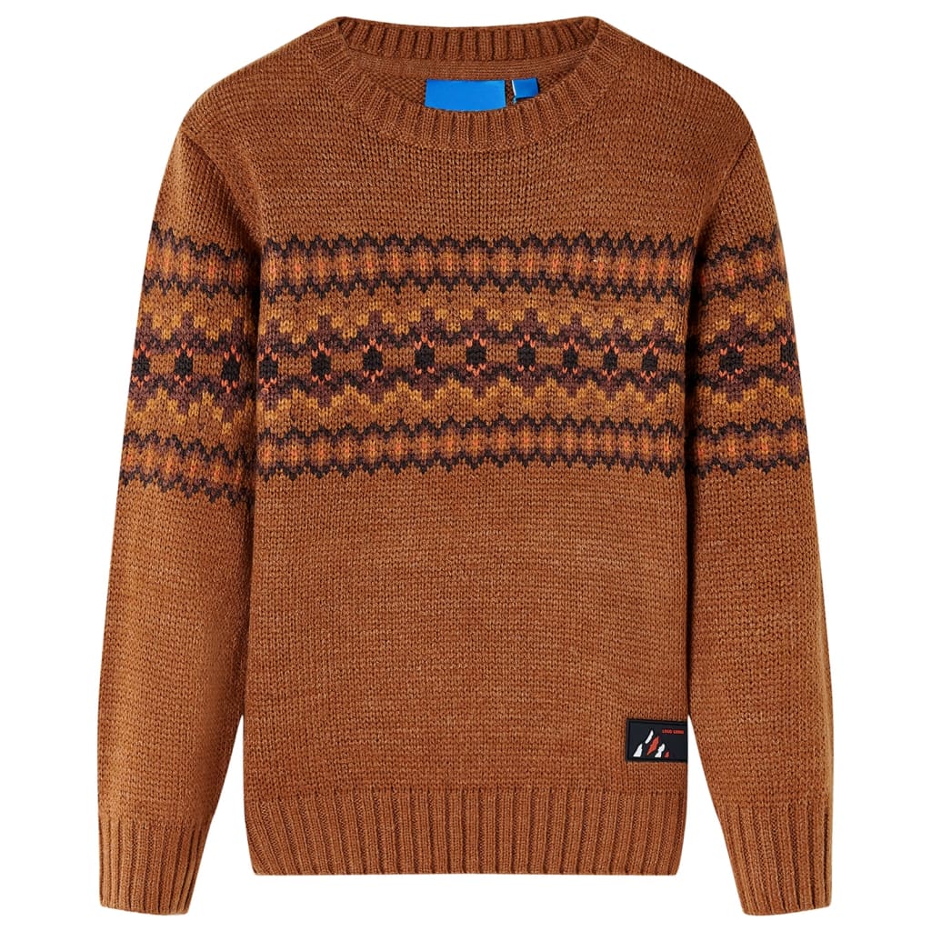 Children's Knit Sweater, Cognac, 128