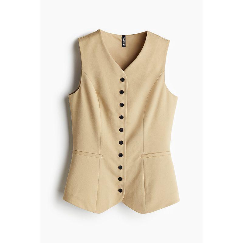 

HM Женская одежда Жилет Летний Приталенный Модный Модный Повседневный Без рукавов Костюмный жилет 1230708 Beige 170/104