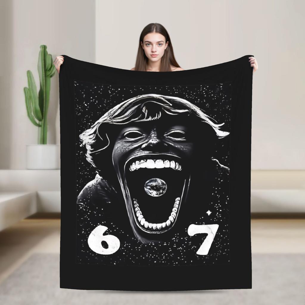 67 Six Seven Funny Meme Blanket Quality Warm Soft  Throw Blanket Winter Girls Boys Living Room Graphic Bedspread