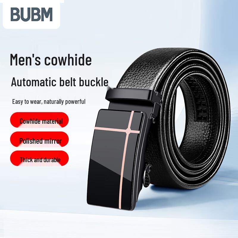 Biyoumei Men s Genuine Leather Automatic Buckle Belt 120cm
