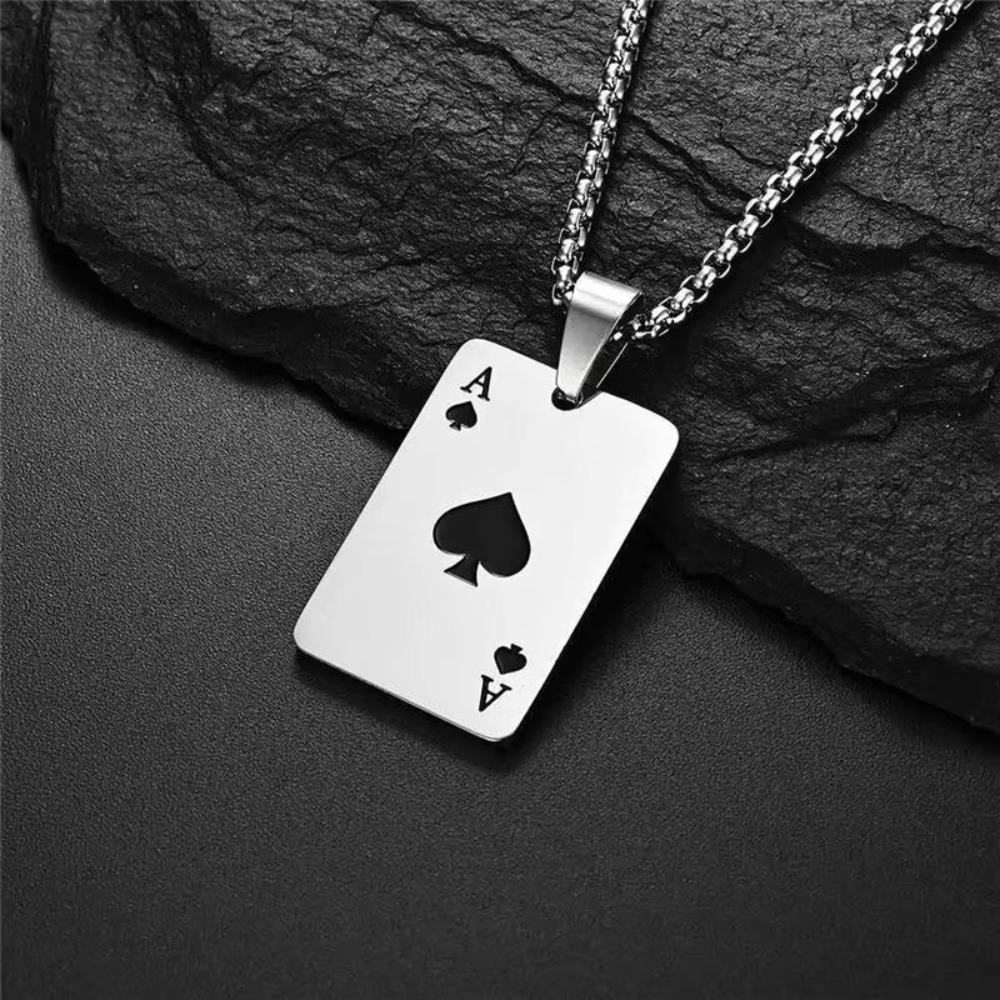 Pro ženy a muže, pokerové karty, eso pikové, náhrdelník z nerezové oceli, hrací karty, šperky
