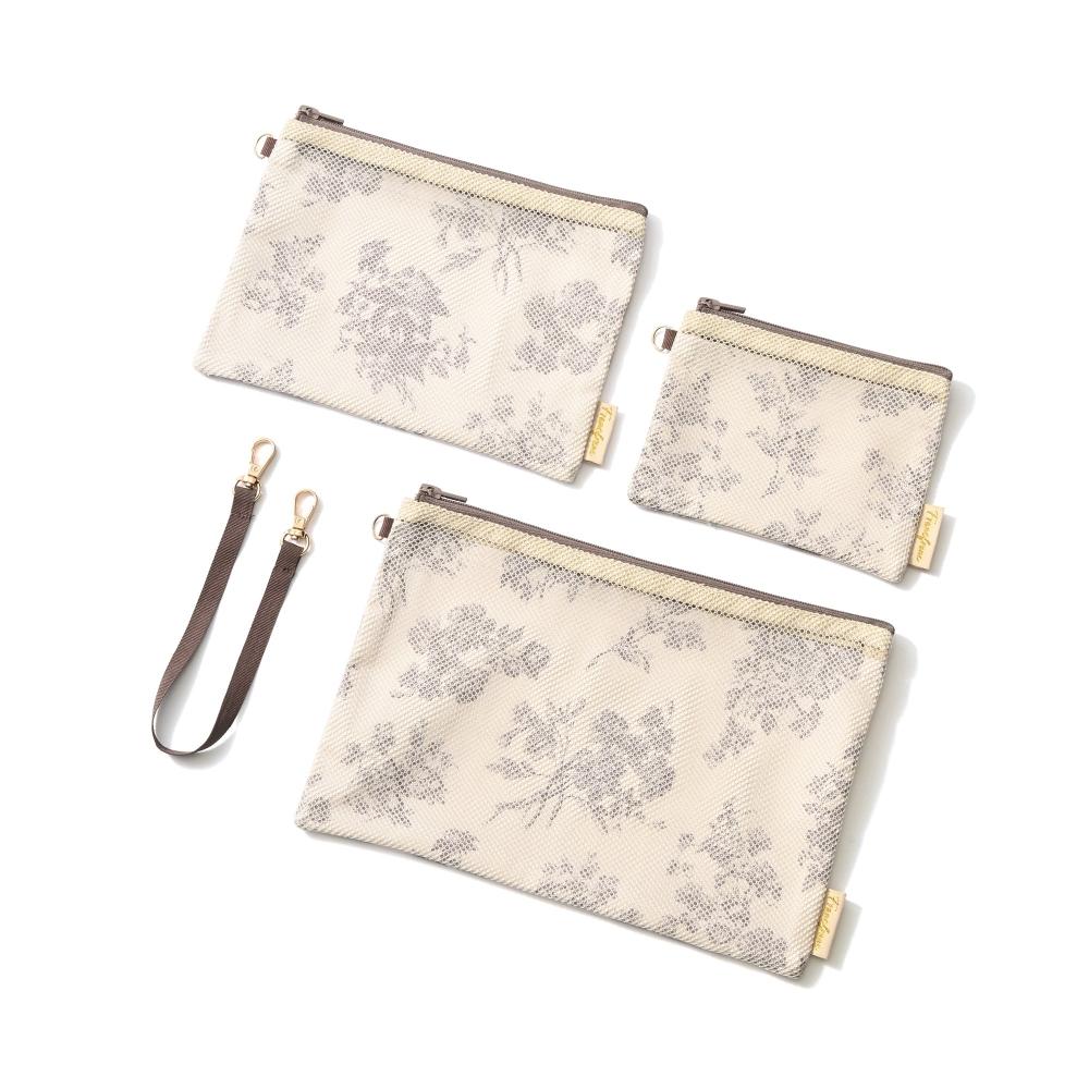 Franc Franc Japan Classic Flower Light Pink Mesh Pouch Set