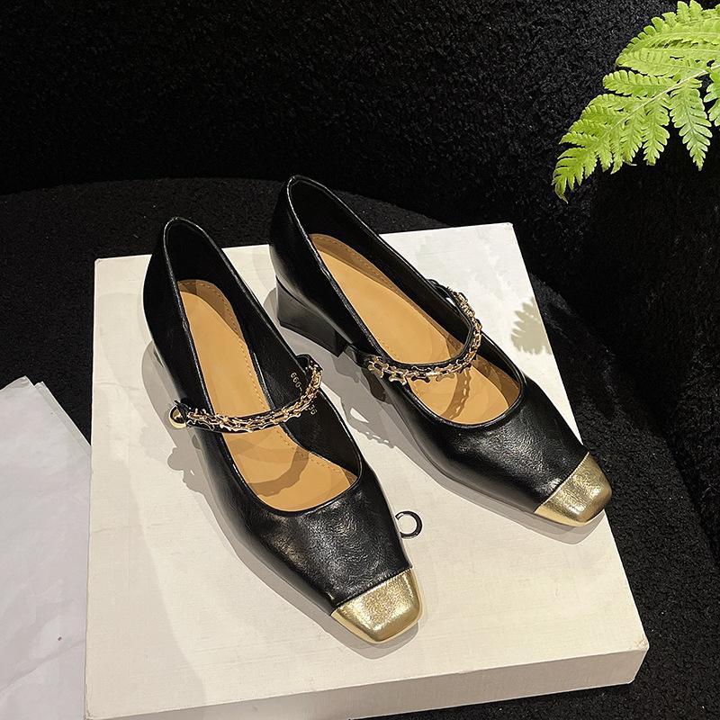 Thick heel square head Mary Jane single shoes women's shoes new spring and autumn temperament evening shoes