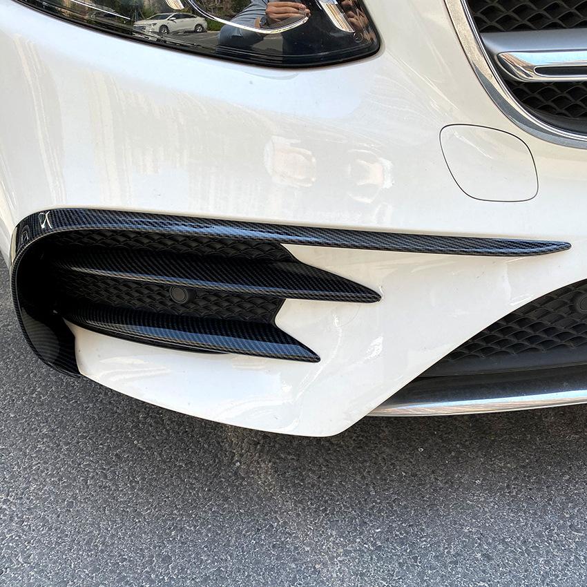 Front Bumper Canards Fog Light Cover Sticker Splitter For Mercedes Benz E Class W213 E260 E300 E53 AMG 2016- Car