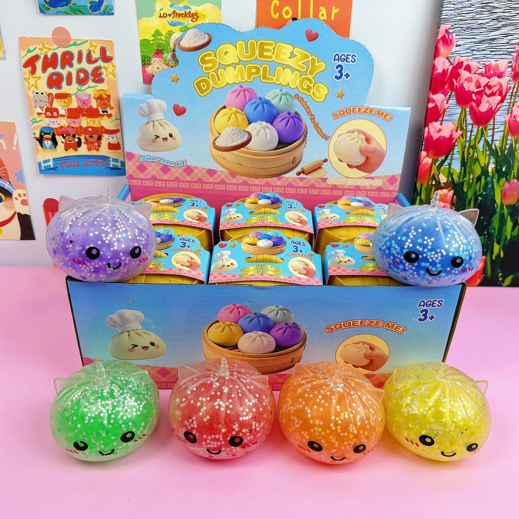 Einhorn Edition Regenbogen Perlen Knödel Squishy Knetspielzeug Bunt Perlengefülltes Knet-Stressabbau-Spielzeug mit Bambus-Dampfkorb-Hülle