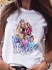 Women T Shirt Cartoon Mom Daughter Son Print Lady Tshirts Short Sleeve Tops Womens Kawaii Graphic Female Tshirt Clothe