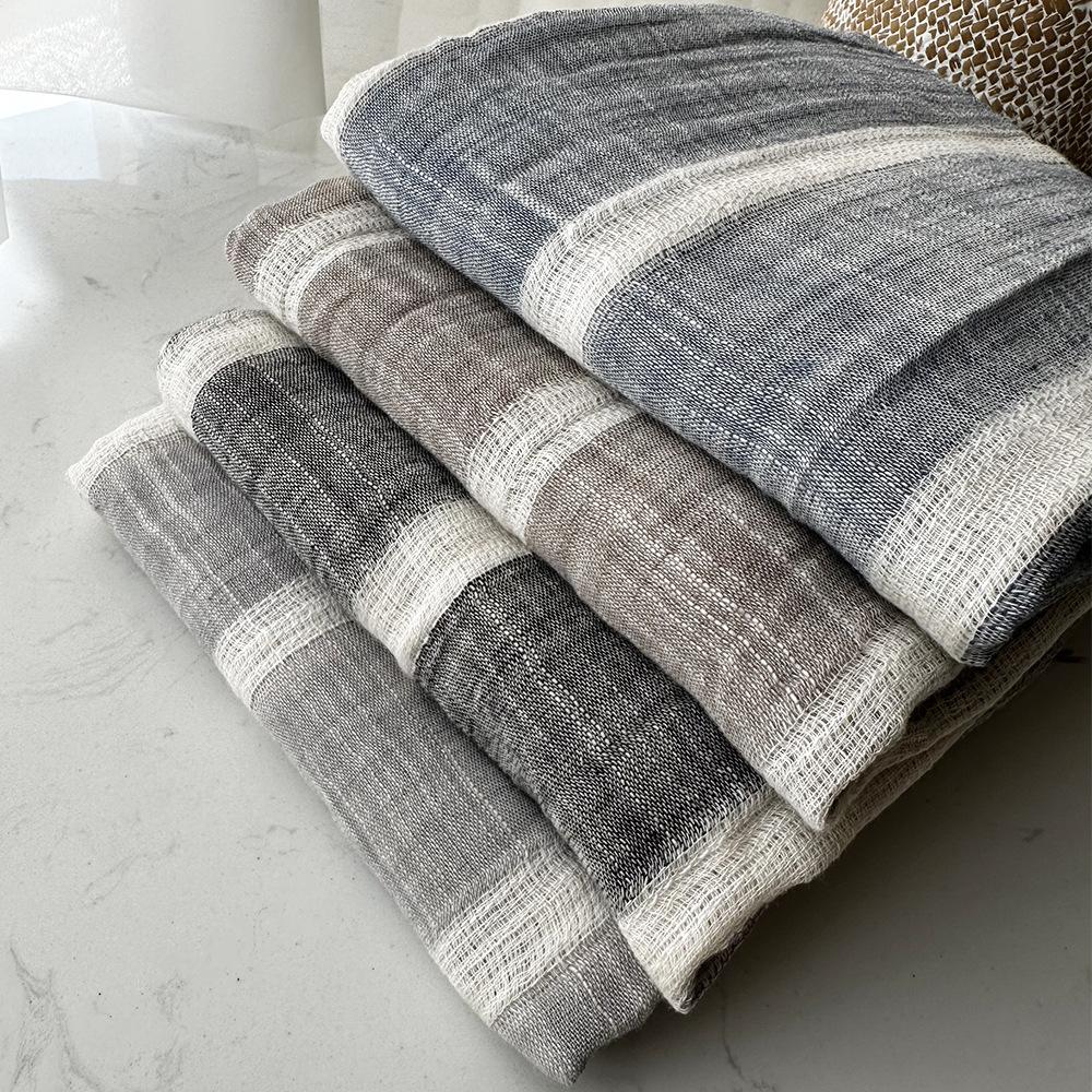

Striped men s scarf pure cotton literary style personalized natural wrinkle casual silk scarf women s scarf чорний