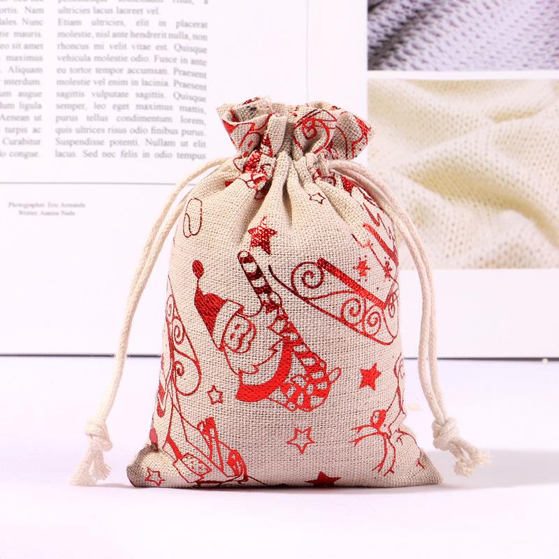 Advent Calendar Christmas Drawstring Gift Bag Set with Deer Pattern, 1-24 Count Cotton Bags