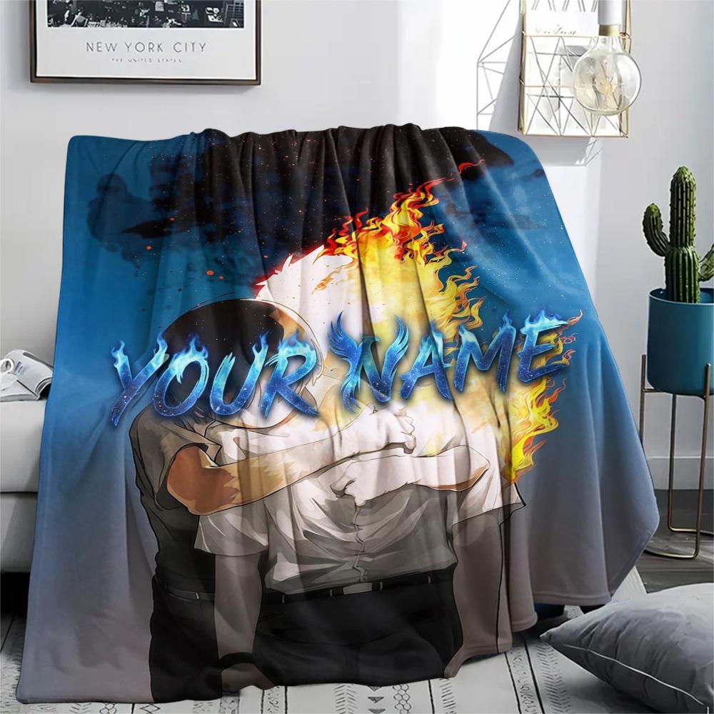 1PC Flame Friendship Custom Name Patterned Flannel Blanket Suitable For All Seasons For Home Decor Warmth And Comfort Gifts Holiday Present