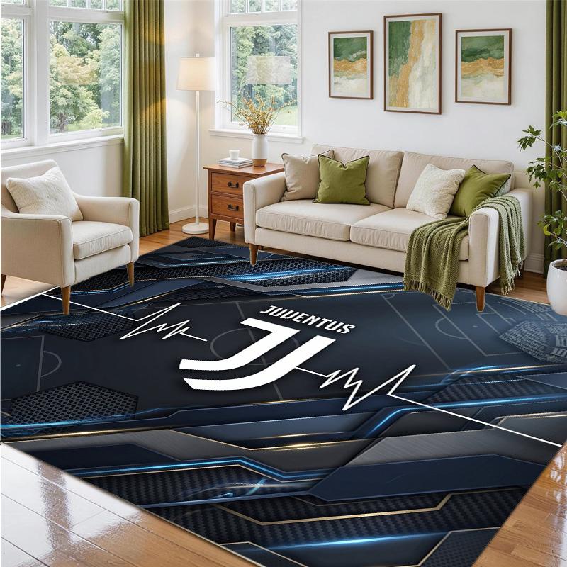 Juventus FC Design Crystal Velvet Rug Soft Decorative Mat for Bedroom Entrance