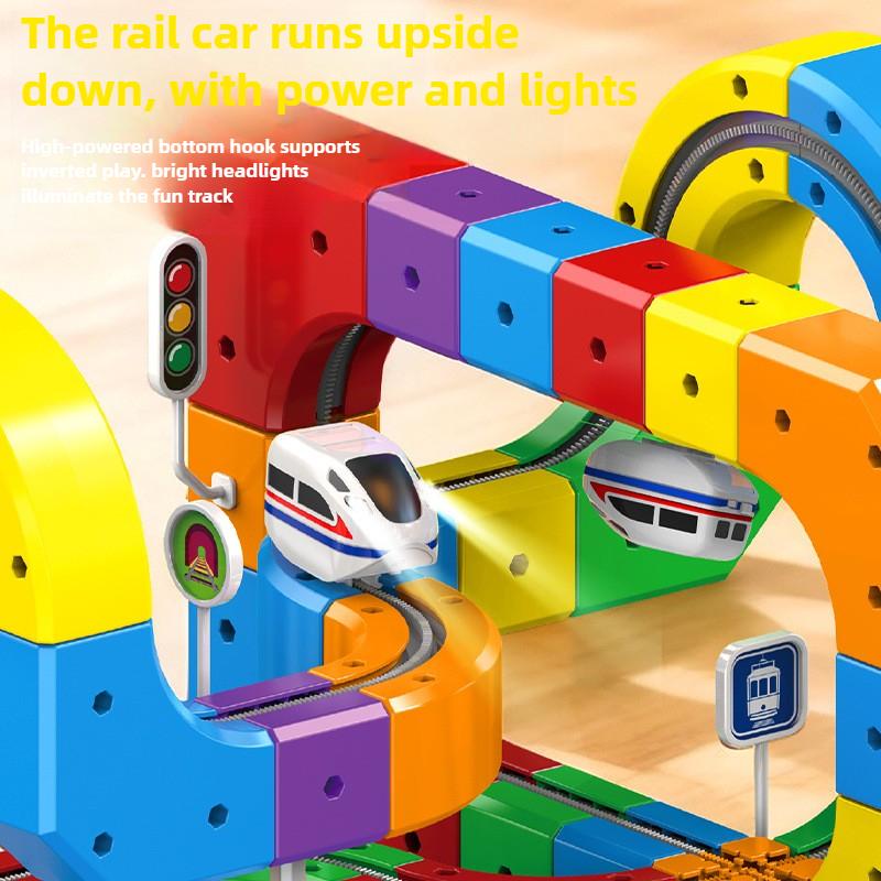 Children Magnetic Rail Car Cube Toys Diy Building Blocks Educational Toy Magical Track Train Construction Kids Christmas Gifts