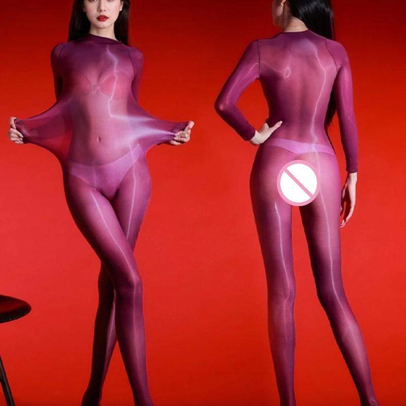 Sexy 5D Body Punčochy Dámské Lesklé Hladké Body Ultra Průhledné Kombinézy Bezešvé Punčochy Dámské Punčochy Erotické Spodní Prádlo Cos Sm
