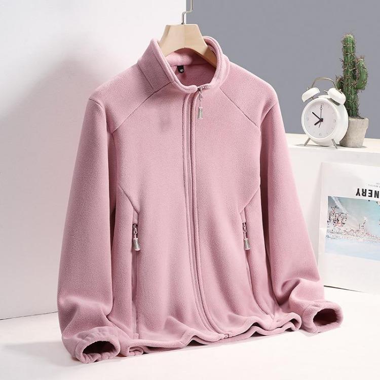 Damen Fleecemantel Warmer Winterstrickjacke mit Dickem Fleece-Innenfutter Outdoor-Sport Herbstjacke