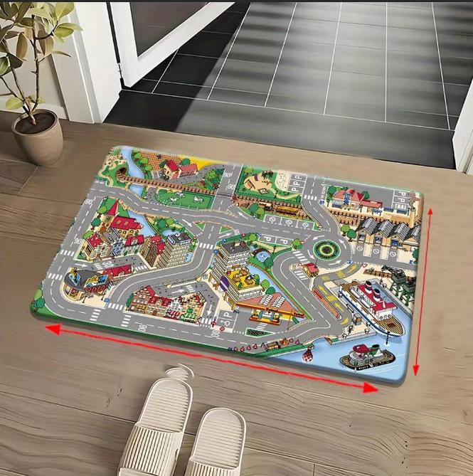 

Urban Road Maze 2D Flat Door Mat Anti Slip Bathroom Floor Mat Carpet Bedroom Living Room Entrance Camping Carpet Outdoor Mat 40cm x 60cm
