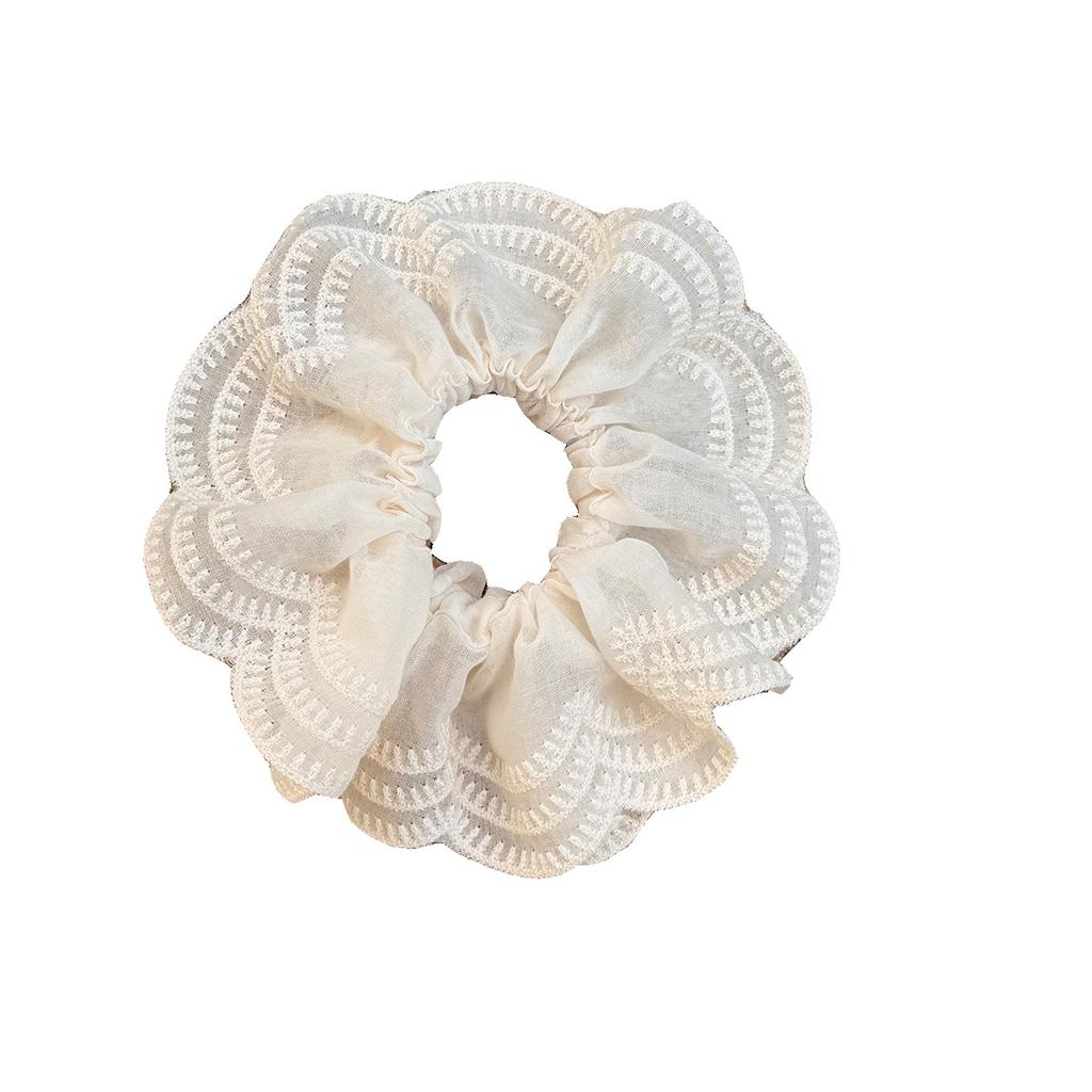 Double-layer French Lace Lace Pig Intestine Hair Band, Girlish Forest-style Bun Hairstyle, Elegant Hair Accessory and Hair Tie