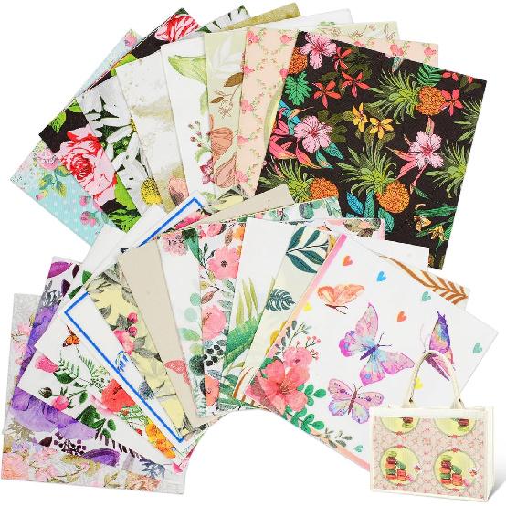Floral Decoupage Paper Napk, 20 Pack 20 Styles Assorted Decorative Cocktail napk for DIY rafting Birthday Party Wedding Baby Shower Each Unfolded 13
