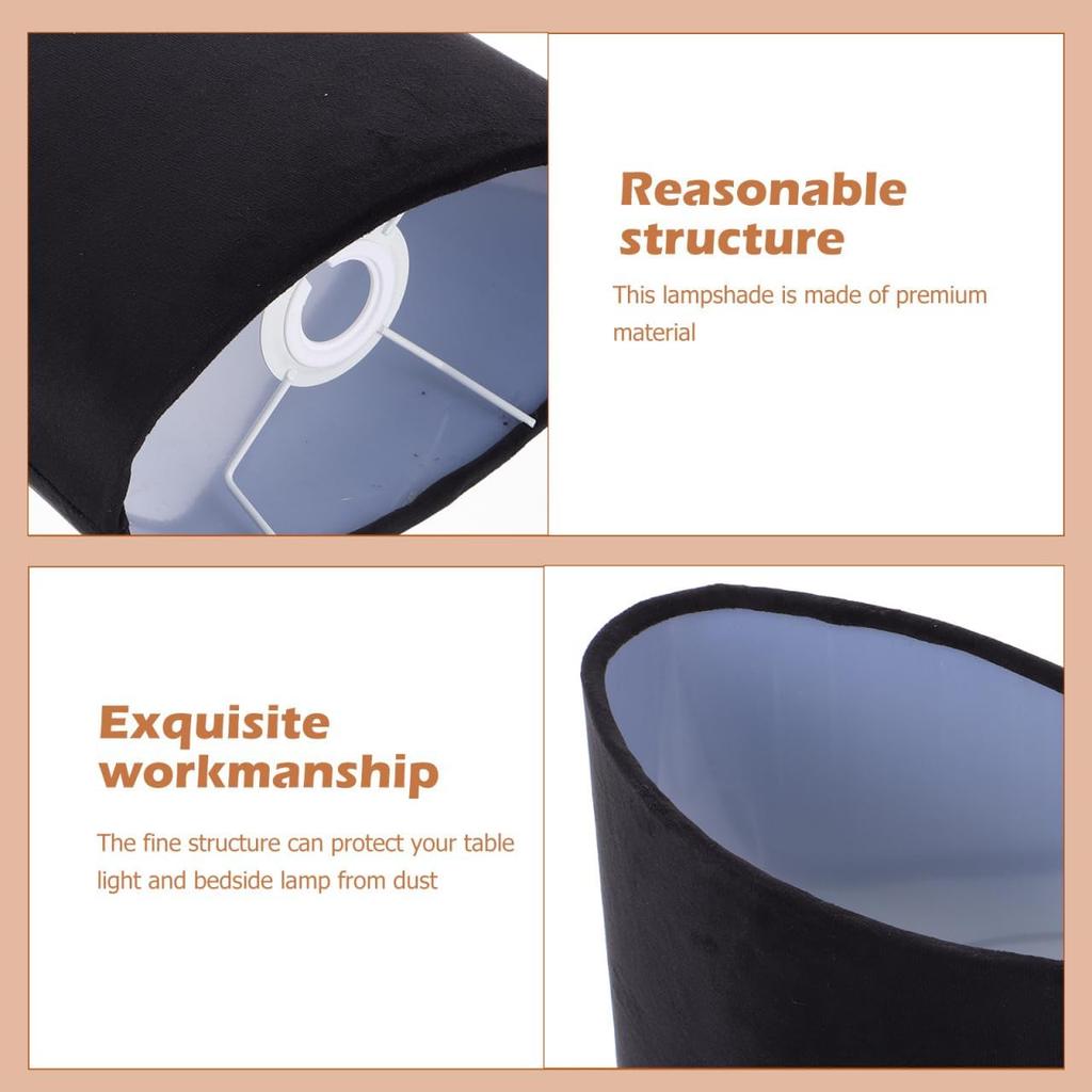 Gadpiparty E27 Oval Drum Lamp Shade Replacement - Black Silk Cloth Hardback Lampshade with Spider Clip - Transitional Style for Table & Floor Lamps -