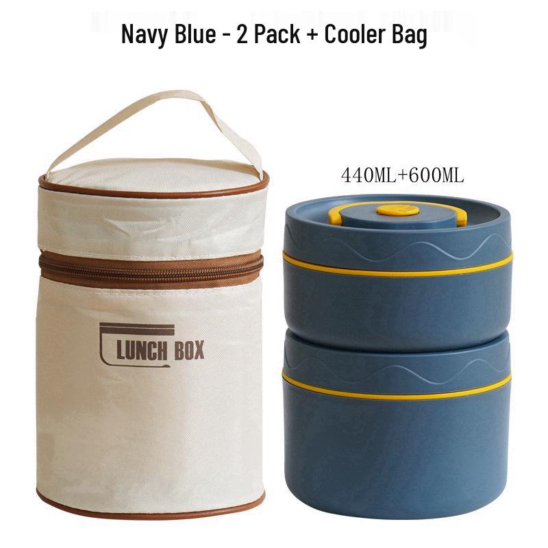 304 Stainless Steel Double-Layer Insulated Lunch Box with Lid for Office Workers & Students