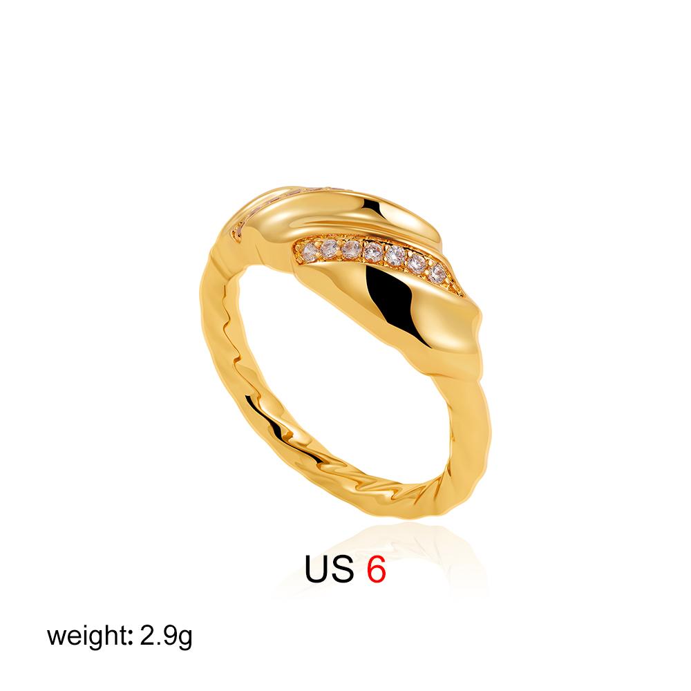 Fashion Stainless Steel Diamond Set Fried Dough Twists Women'S Ring 18K Gold Spiral Twist Ring Jewelry