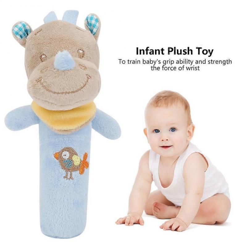 Cartoon Animal Style Baby Infant Rattle Soft Plush Toy Newborn Crib Doll (Rhino)