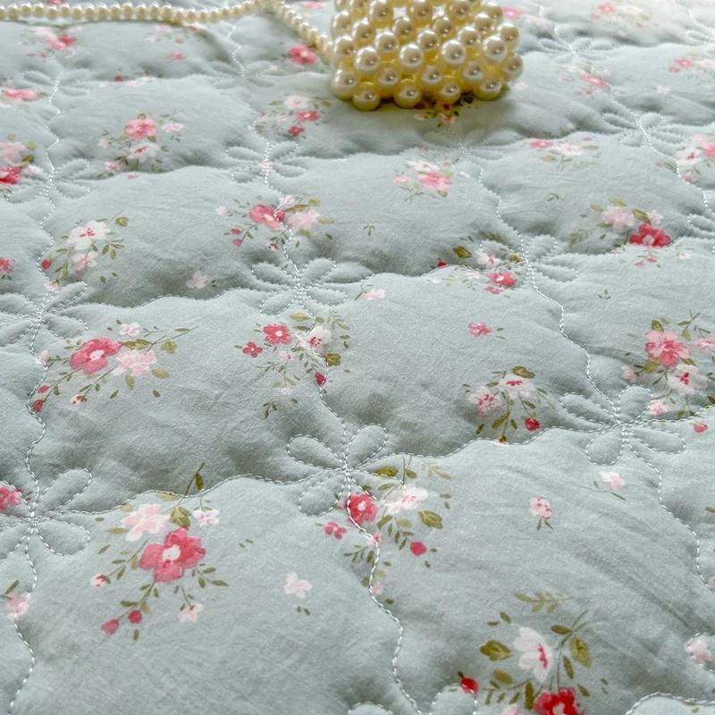 1pc Quilted Bed Skirt Four Corners With Elastic Flower Printed Thickened Mattress Bed Skirt Single/Queen/King Bed Sheet Skirt