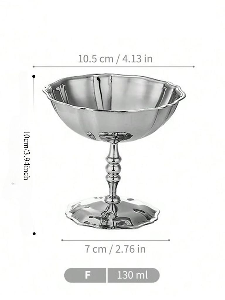 1pc Dessert Plate, Vegetable Bowl, Stainless Steel Ice Cream Cup, Tall Cup, Afternoon Tea Pudding Dessert Cup Cute Plates