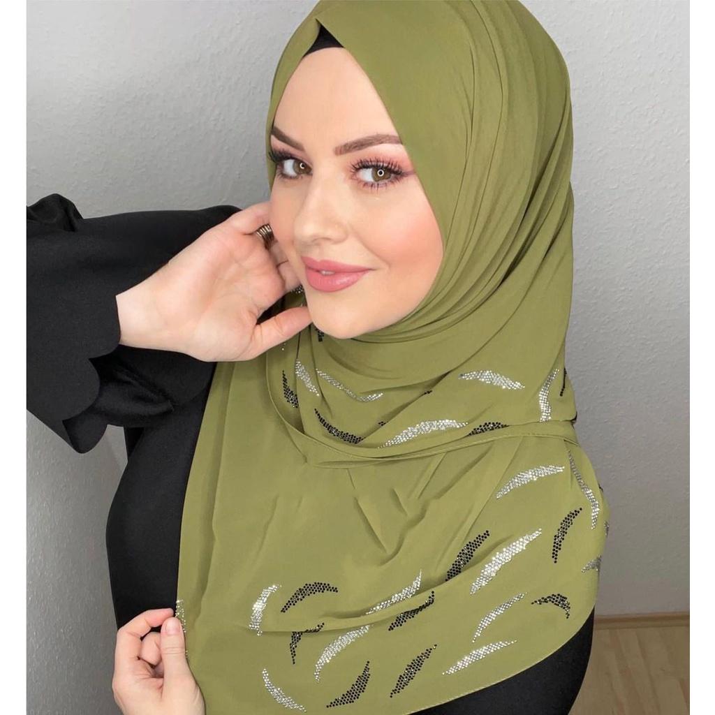 Islamic Sequin Turban Abaya Hijab Chiffon Hijabs For Woman Abayas Women  Jersey Scarf Muslim Dress Turbans Head Instant Shawl