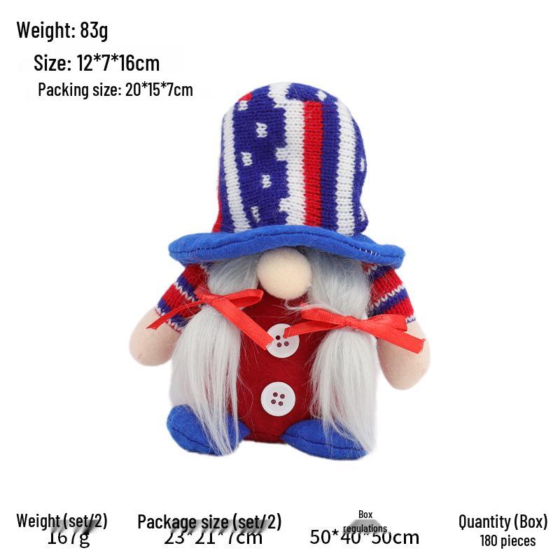 US Independence Day Knitted Gnome Ornament: Cute Faceless Old Man Doll Hat Decoration