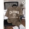 America California Printed Washed T-Shirt Mens Cotton Oversized T Shirt Casual O-Neck Short Sleeve Tops Basic Male Tees
