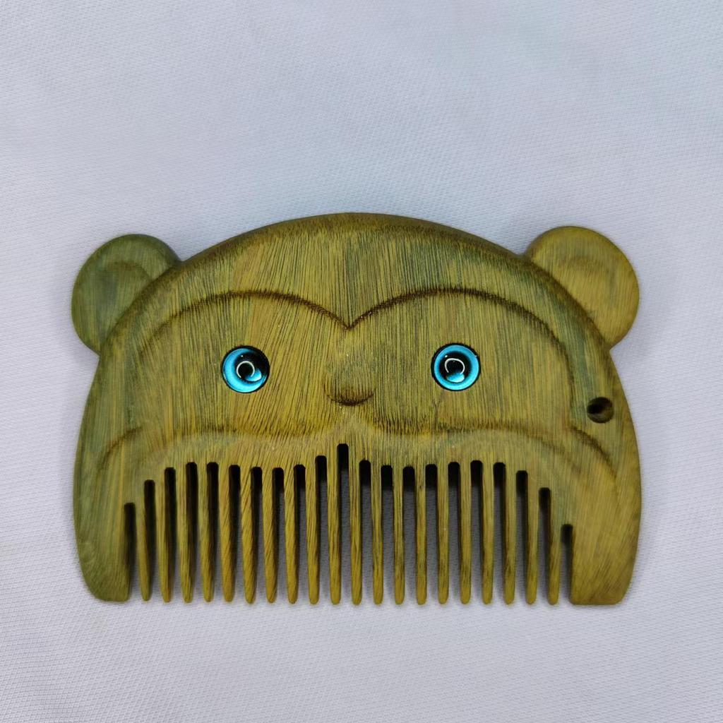 12 Zodiac Green Sandalwood Baby Comb – Engravable Wooden Craft for Children's First Birthday Gift