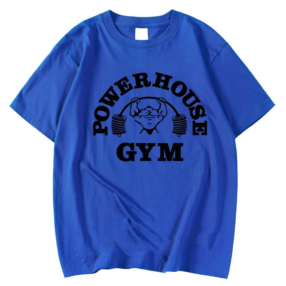 Powerhouse Gym Print Cotton T-shirt Men Women Sportswear Oversized Tshirt Short Sleeve Tee Summer Fitness T Shirts Clothes Tops