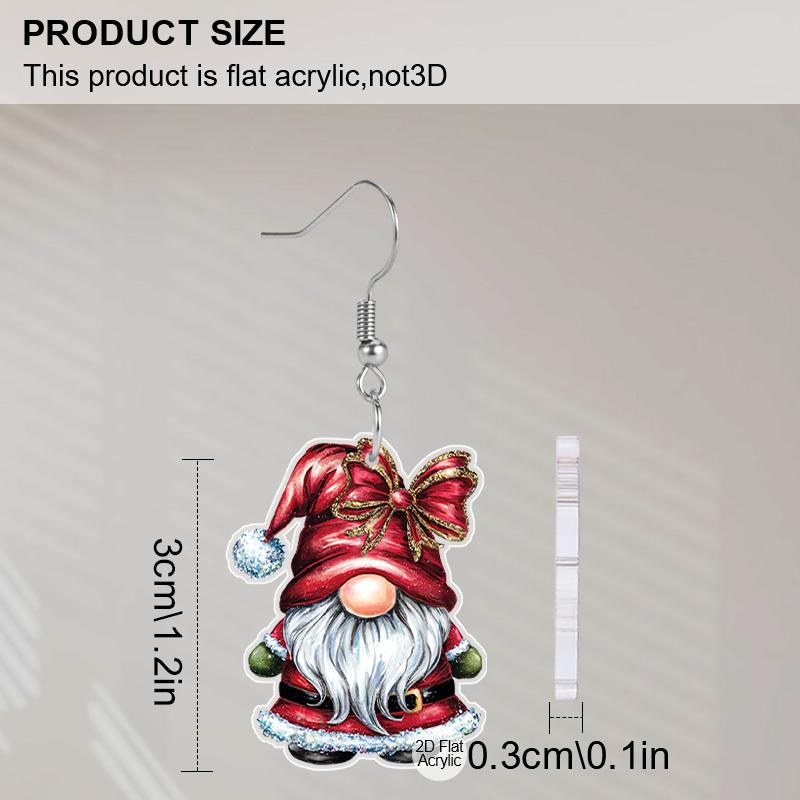 Christmas Gift Acrylic Women Fashion Drop Earrings, Cute Blue & Red Gnome Shape Design Earrings Great Gift for Friends