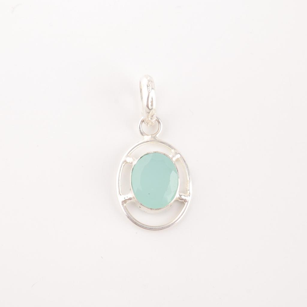 Aqua Chalcedony Gemstone 925 Sterling Silver Jewelry Handmade Designer Pendant PP-6-15