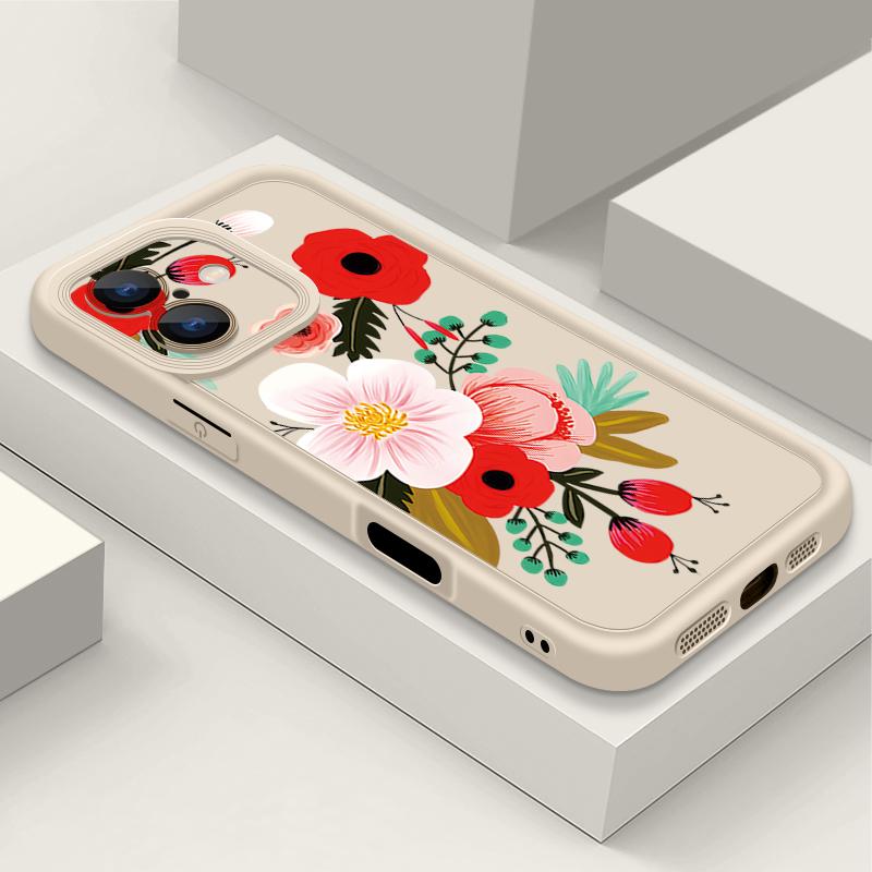 For iPhone 16 Case Cartoon Flower Pattern Shockproof TPU Silicone Soft Cover For iPhone 13 14 15 Pro Max 12 11 iPhone 16 Pro Max Funda