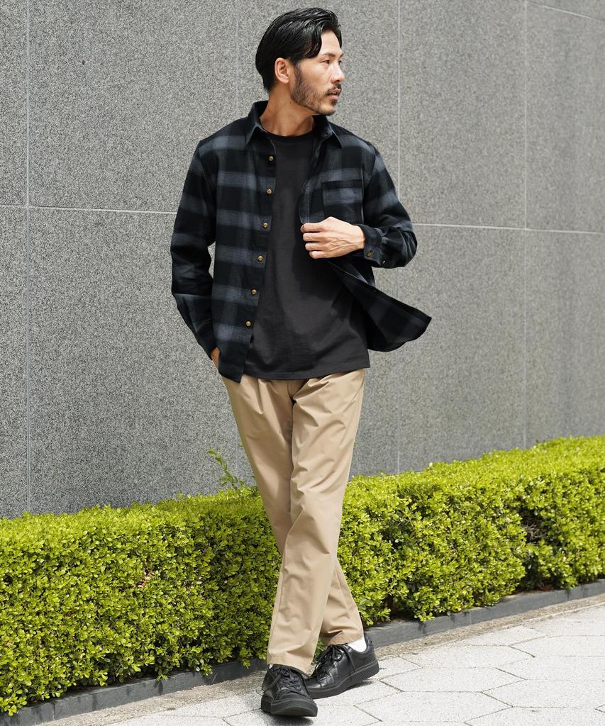 Shop Flannel Check Shirt XL Gray Ombre Patterned Long Slim Just the Right Size [JIGGYS SHOP] Jiggy's Men's Shirt, Sleeve, Fall/Spring Wear, 100%