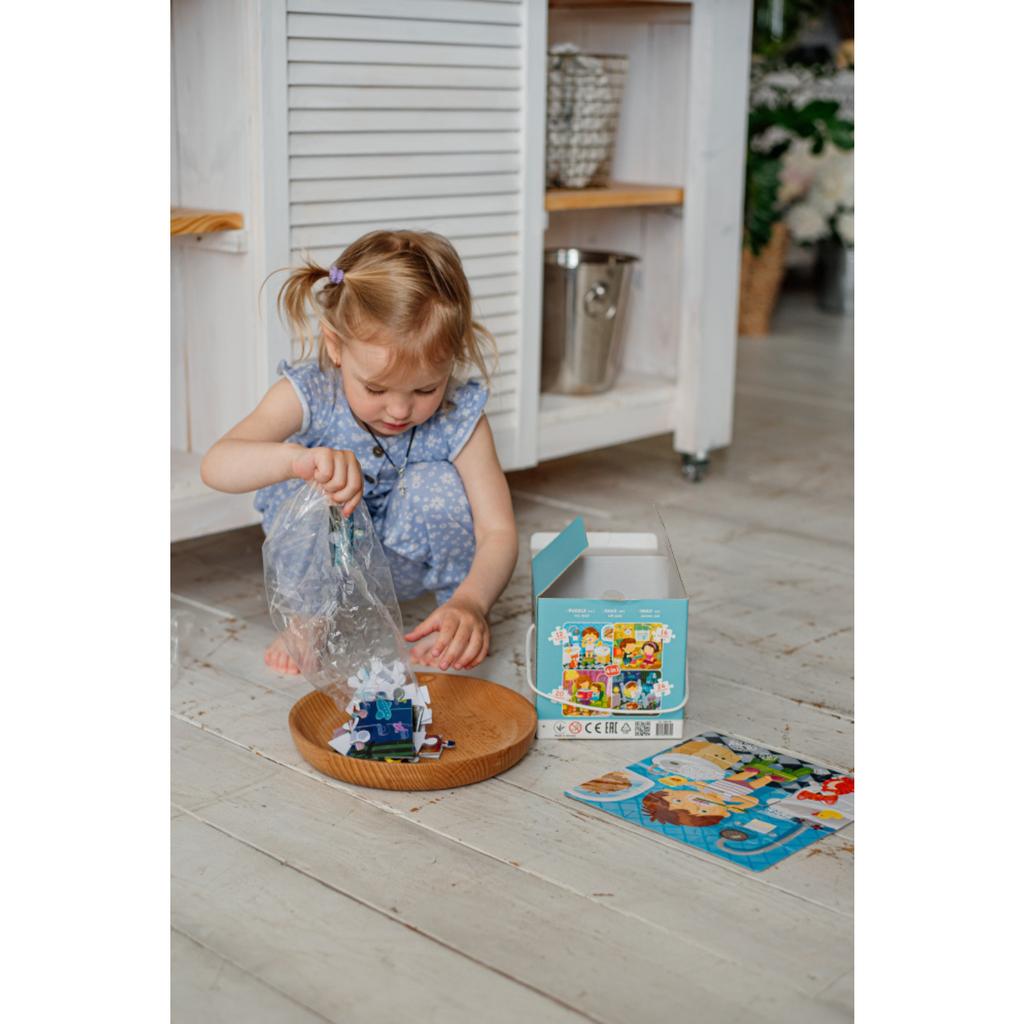 Zestaw Układanek Edukacyjnych 4W1 - Mój Dzień Codzienny Dla Dzieci, Kolorowe Puzzles 15X15 Cm, Certyfikowane Ce|En 71, Nowe, 16 Szt. W Kartonie