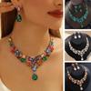 2/3Pcs Shiny Bridal Necklace Earring Set Water Drop Shaped Necklace Earring Bracelet Set Banquet