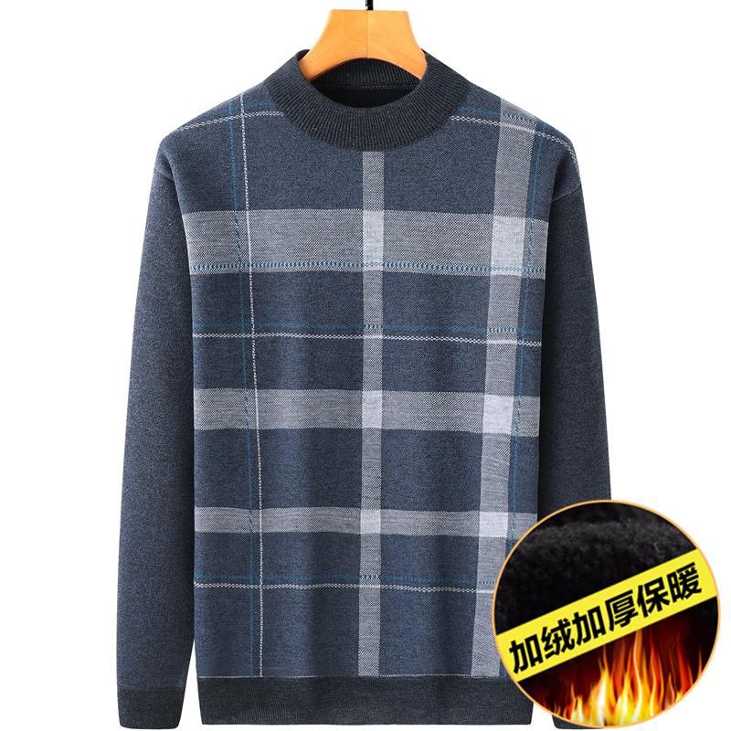 Men's Plus Velvet Sweater for Winter - Warm Knitwear for Middle-Aged and Elderly