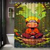 2D Flat Naruto Anime Chibi Naruto Uzumaki Meditating In Forest Print Waterproof Shower Curtain For Bathroom Decor