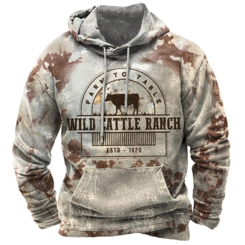 Vintage Animal Sweatshirt For Men Oversize Hoodie 3d Print Long Sleeve Pullover Casual Fashion Men's Clothing High Quality Tops