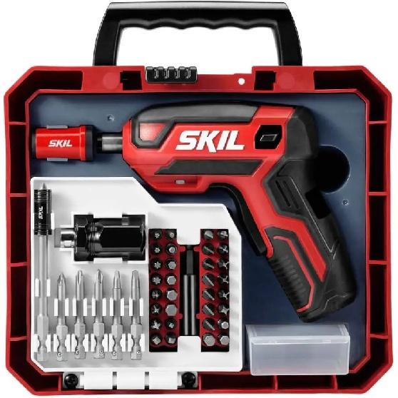 4V Rechargeable Cordless Screwdriver with 9 Bits, 1 Bit Holder, and USB Charging Cable - SD561801