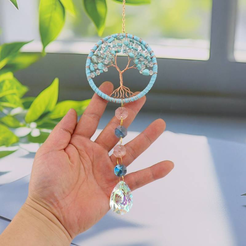 Handcrafted Crystal Sun Catcher Car Pendant With Prosperity Tree For Travel And Gift Giving
