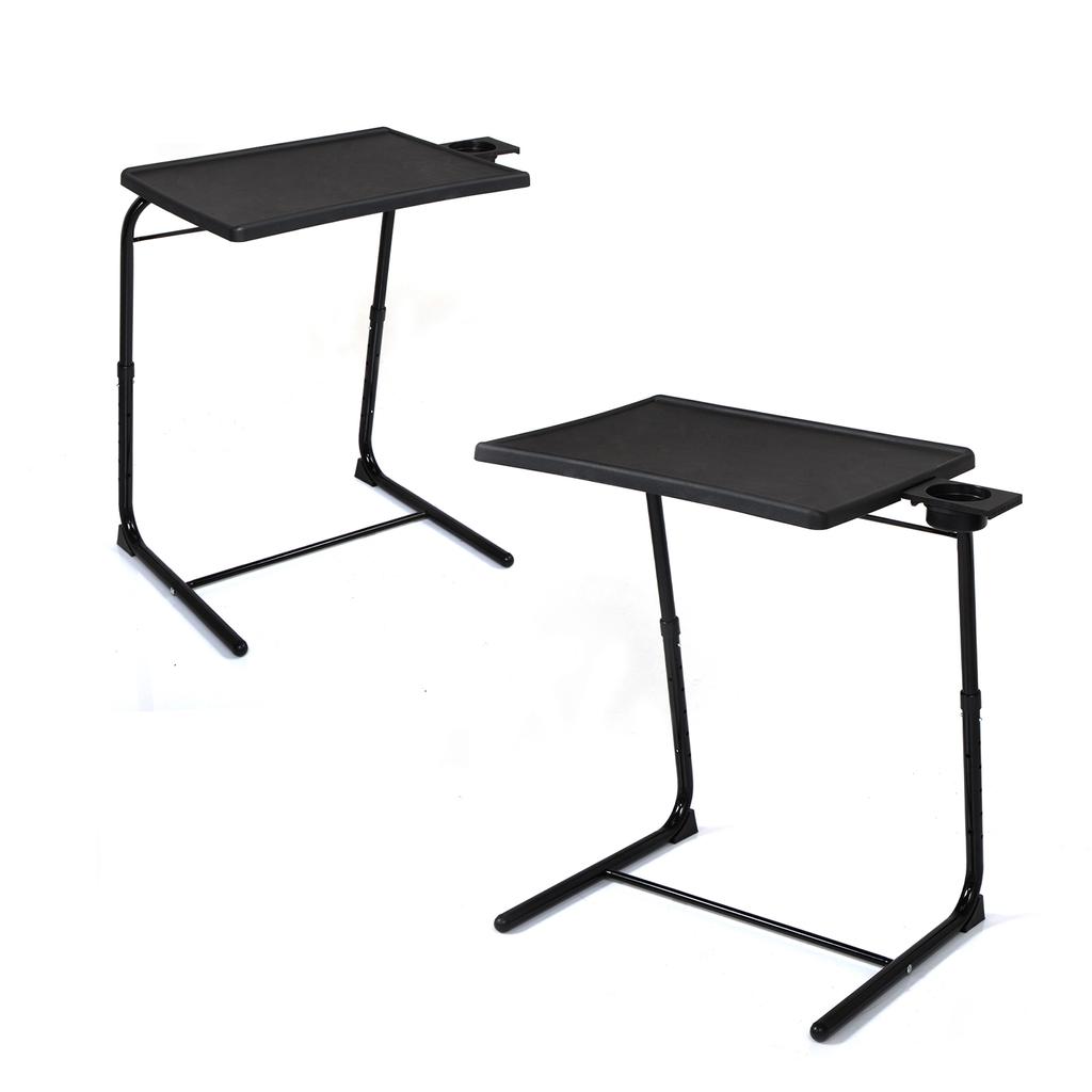 Set of 2 Portable Computer Table Office Desk Height & Angle Adjusting Furniture, Black