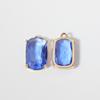 Rectangle Light Purple Synthetic Crystal Copper Charms, Golden Plated DIY Pendants for Earring Necklace Craft Making
