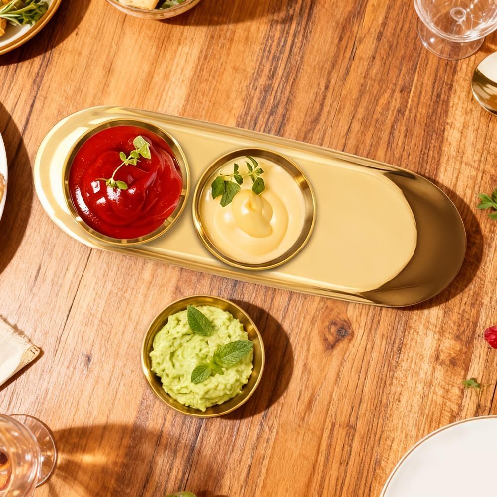 Korean Style Seasoning Dish 304 Stainless Steel Dipping Plate Durable Kimchi Plate Restaurant