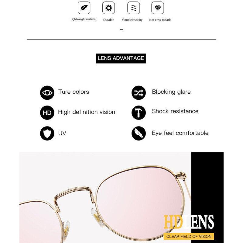 New Ladies Sunglasses Retro Round Frame Sunglasses Colorful Reflective Men Driving Fishing Sunglasses.