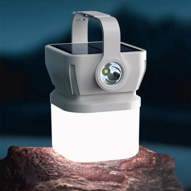 Solar Camping Lamp Portable Outdoor Tent Light Night Emergency Lights Type-C Rechargeable Lantern with Hook Tent Lamp Campinglight