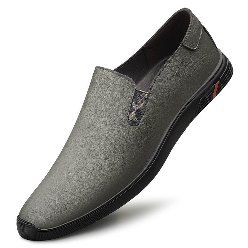 

Осенние повседневные кожаные туфли из коровьей кожи, мягкая подошва, легкие и дышащие, для вождения, лоферы на один педаль, для ленивых ног, мужская обувь 45 серый