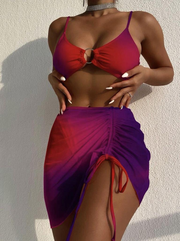 2024 Europäischer & Amerikanischer Sexy Dreiteiliger Bikini Strandbekleidung